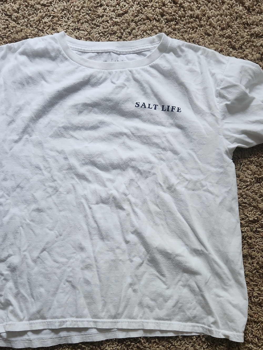 Salt Life White Short Sleeve Tee with Navy Chest Logo